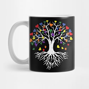 Tree Root Gay Pride Cute Heart Leaves Proud LGBT-Q Ally Mug
